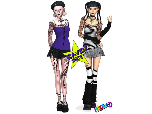 Mix RAVEN SET by 148DAZED - The Sims 4 Custom Content