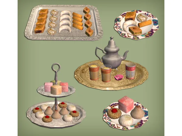 Middle Eastern Edible Pastries and Tea Set for - The Sims 2 Custom Content