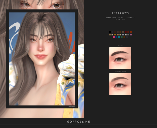 Alpha GPME GOLD Eyebrows DefaultReplacement 03RoundThick by simsfinds - The Sims 4 Custom Content