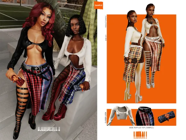Mix merch bebe ruffled top (sample) - The Sims 4 Custom Content