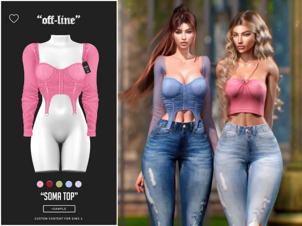 Mix off line soma top (sample) by bergdorfsims - The Sims 4 Custom Content