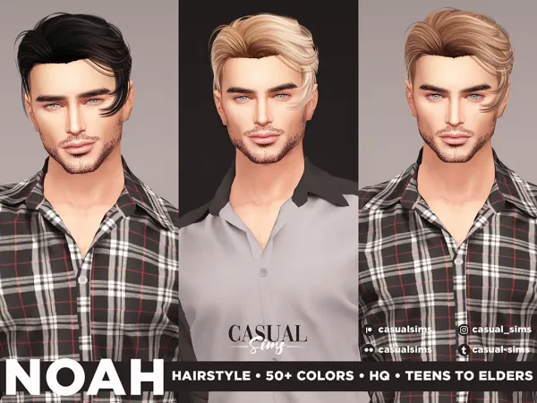 Alpha hairstyle NOAH by casualsims - The Sims 4 Custom Content