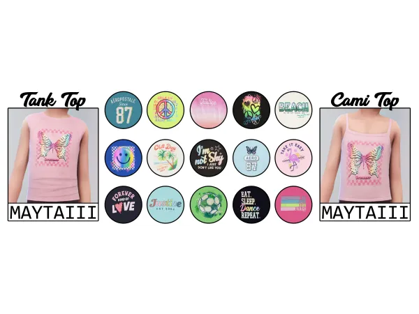 Maxis Match Girl's summer tank top and cami top by maytaiii - The Sims 4 Custom Content