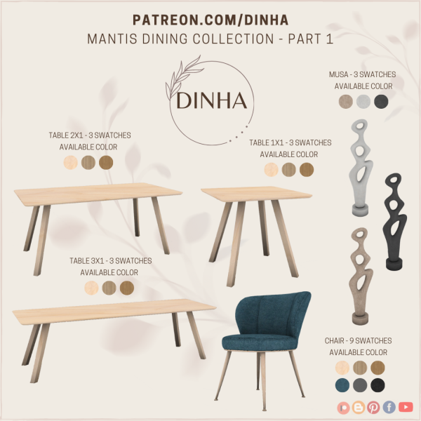 Mix Mantis Dining Collection Part 1 by dinhagamer - The Sims 4 Custom Content