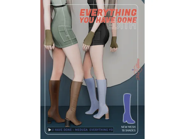 Alpha Edith Boots by Valentina - The Sims 4 Custom Content