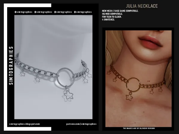 Alpha Julia Necklace - The Sims 4 Custom Content