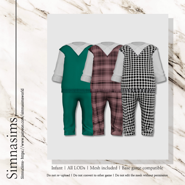 Alpha Benjamin infant knit vest outfit by simsfinds - The Sims 4 Custom Content