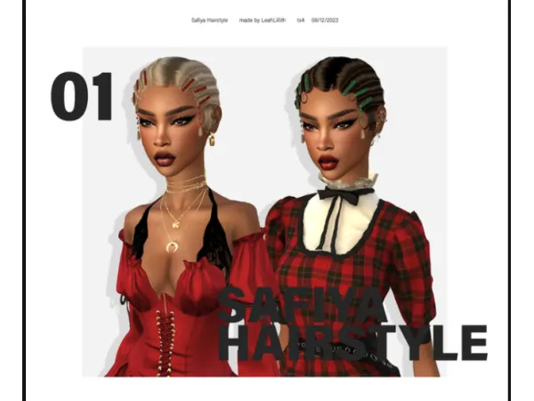 Alpha Safiya Hairstyle Accessories by leahlillith - The Sims 4 Custom Content