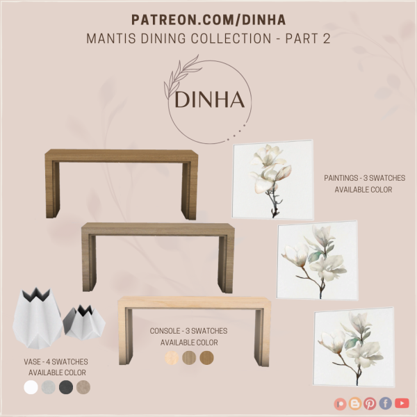 Mix Mantis Dining Collection Part 2 by dinhagamer - The Sims 4 Custom Content