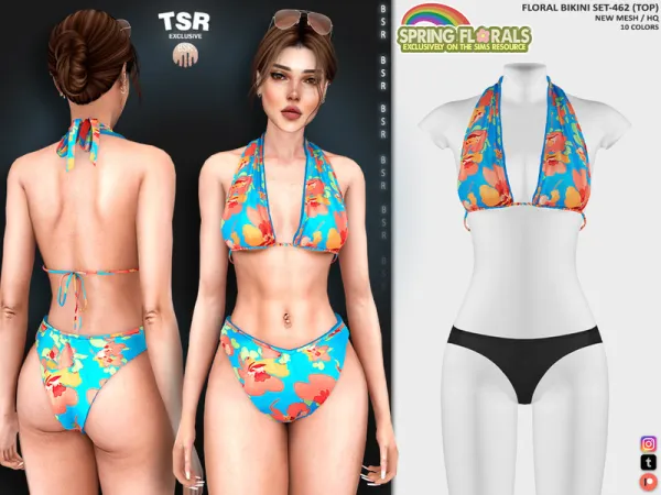 Alpha FLORAL BIKINI SET 462 BD1224 BD1225 - The Sims 4 Custom Content