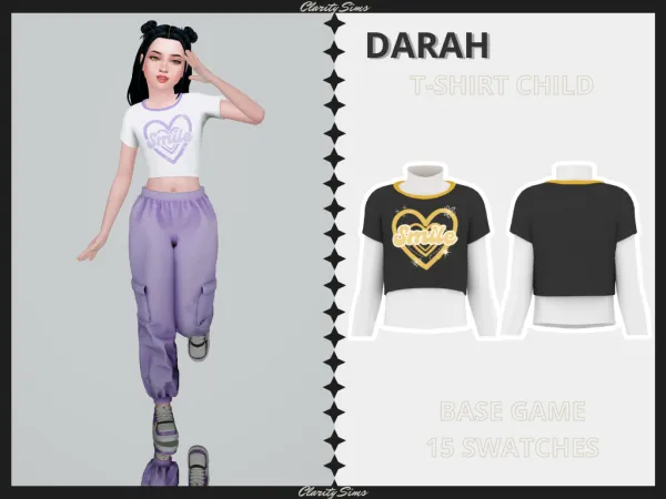 Alpha Darah T Shirt Child - The Sims 4 Custom Content