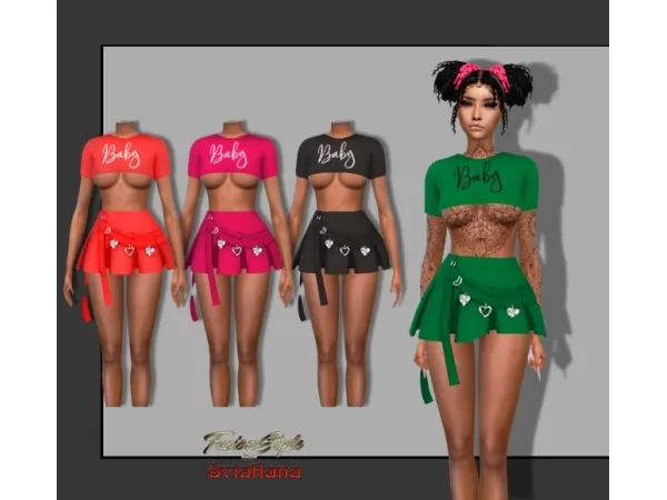 Alpha Crop top skirt - The Sims 4 Custom Content