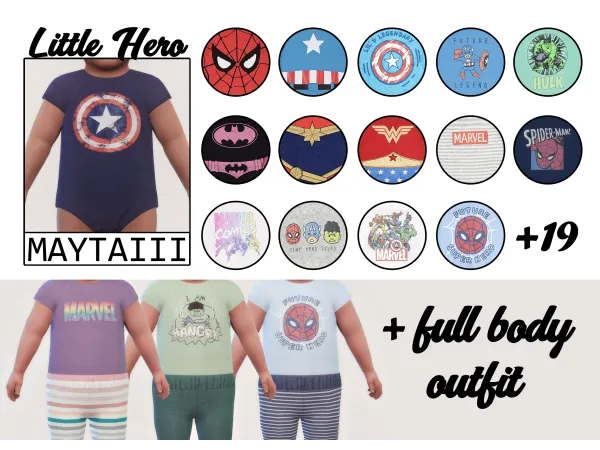 Maxis Match Little hero onesies by maytaiii - The Sims 4 Custom Content