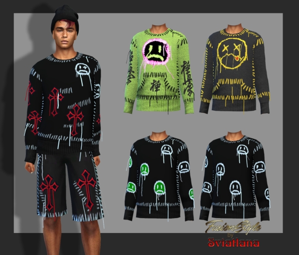 Alpha long sleeve sweater shorts by fusionstylesims4 - The Sims 4 Custom Content