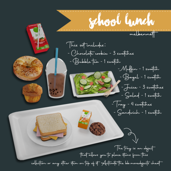 Mix School Lunch Collection by melbennett - The Sims 4 Custom Content