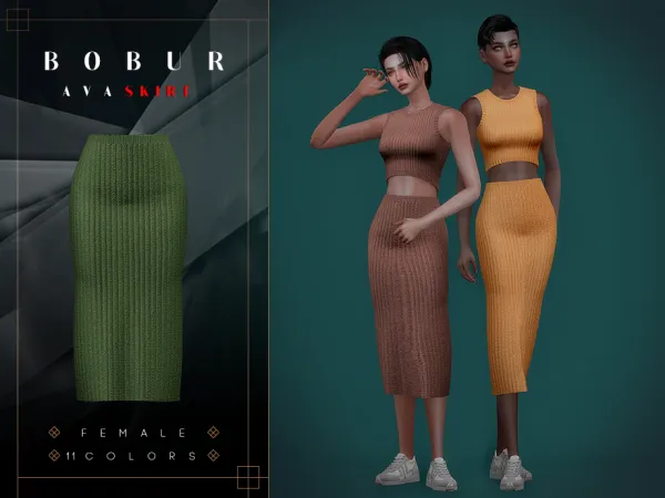 Alpha Ava Knitted Skirt and Top - The Sims 4 Custom Content