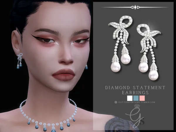 Alpha Diamond Statement Earrings by GlitterberryFly - The Sims 4 Custom Content