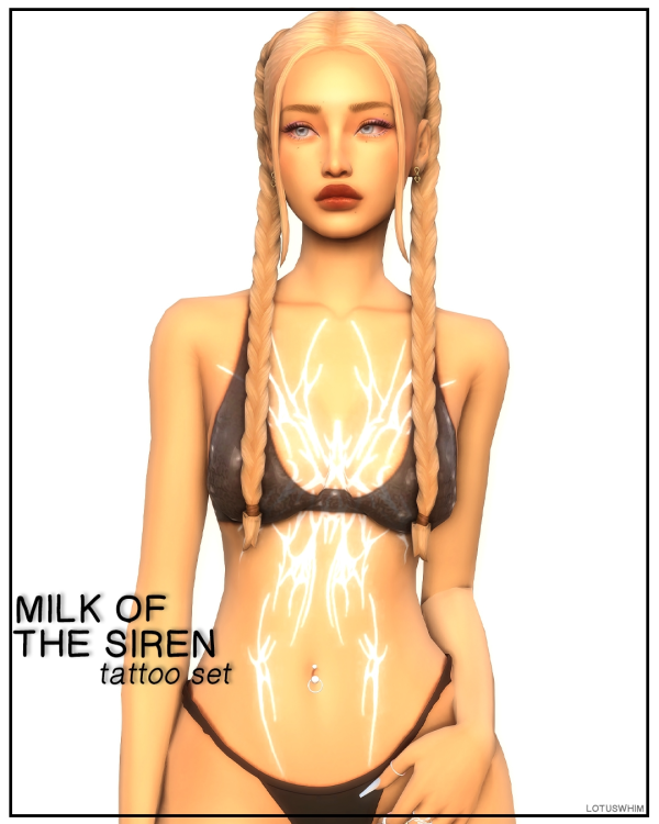 Mix milk of the siren tattoo set by lotuswhimcc - The Sims 4 Custom Content