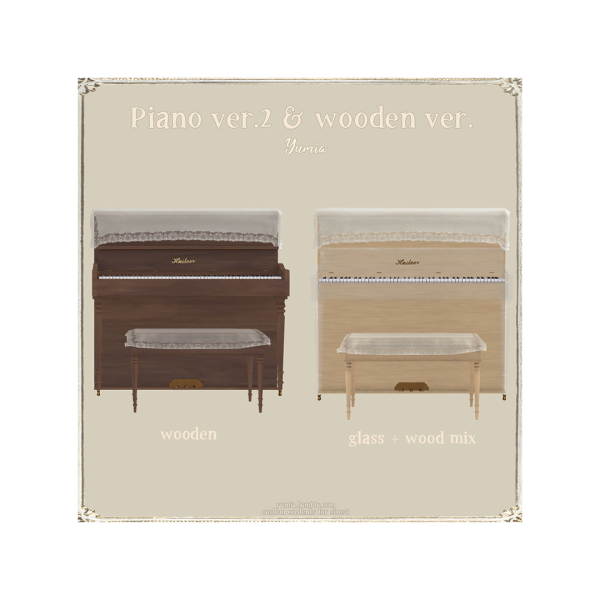 Alpha Piano ver2 and Wooden version by simsfinds - The Sims 4 Custom Content