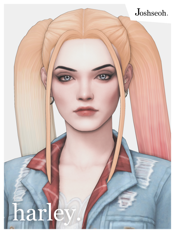 Maxis Match Harley Quinn Hair (Hair Commissions) by simsfinds - The Sims 4 Custom Content