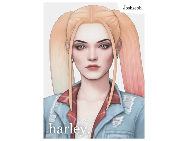 Maxis Match Harley Quinn Hair (Hair Commissions) by jo_se_oh - The Sims 4 Custom Content