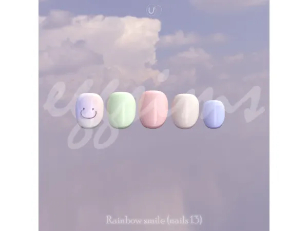 Mix [ ] Rainbow Smile (nails 13) by eggsims - The Sims 4 Custom Content