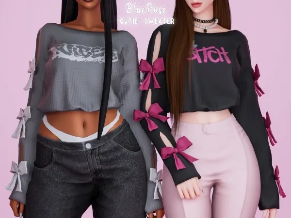 Mix Cutie Bow Sweater BRsims - The Sims 4 Custom Content