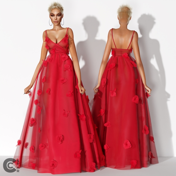 Alpha Florence Pugh'sTulle Gown from Golden Globes 2024 cool_content_star by cool_content_star - The Sims 4 Custom Content