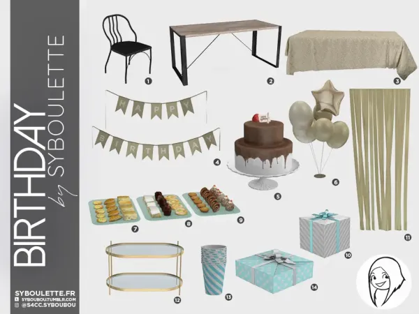 Mix BIRTHDAY SET by syboulette - The Sims 4 Custom Content