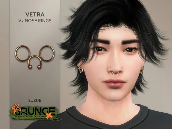 Alpha Grunge Vetra V2 Nose Rings - The Sims 4 Custom Content