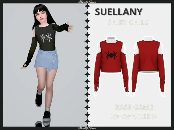 Alpha Suellany Shirt Child - The Sims 4 Custom Content