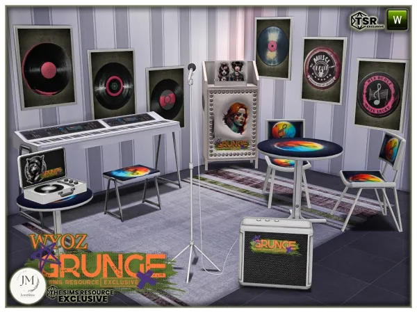 Alpha Grunge wyoz musical room set by jomsims - The Sims 4 Custom Content