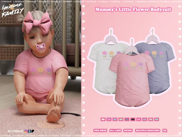 Alpha Mummy's Little Flower Bodysuit Infant by lynxsimzfamily - The Sims 4 Custom Content