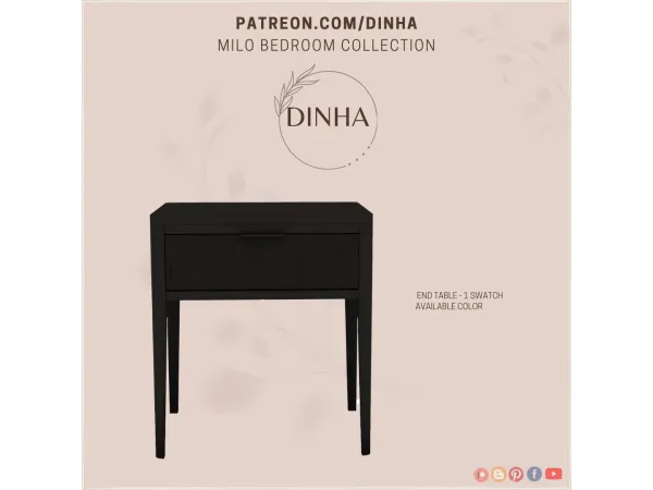 Mix Milo bedroom Collection End Table - The Sims 4 Custom Content
