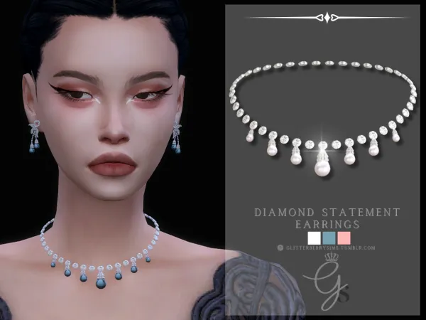 Alpha Diamond Statement Necklace by GlitterberryFly - The Sims 4 Custom Content