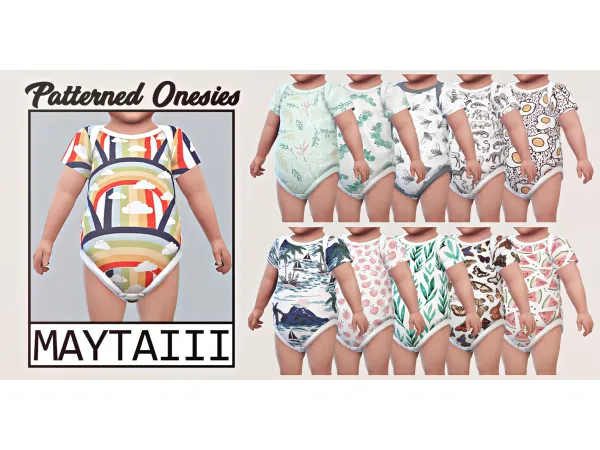 Maxis Match Patterned onesies by maytaiii - The Sims 4 Custom Content