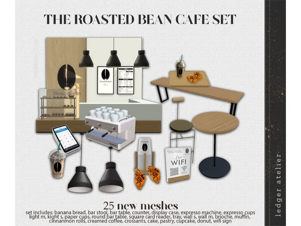 Alpha The Roasted Bean Cafe Set with Bonus Items (Atelier Tier) - The Sims 4 Custom Content