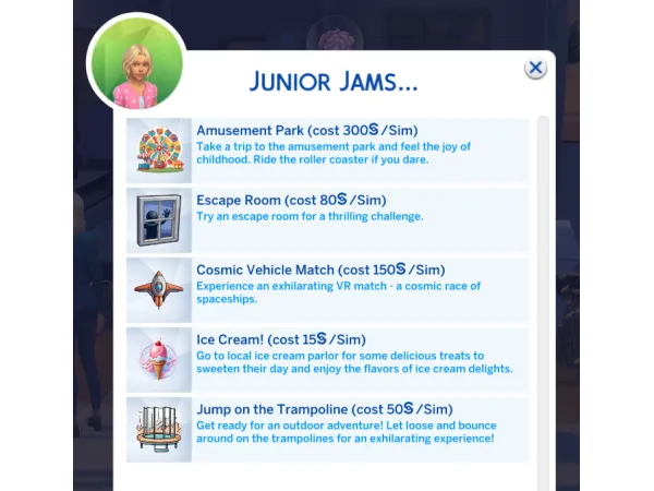 Maxis Match Junior Jams children activities and interactions by LuSimLaStars - The Sims 4 Custom Content