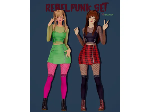 Mix Rebel Punk Set (Public now) by guemarasims - The Sims 4 Custom Content