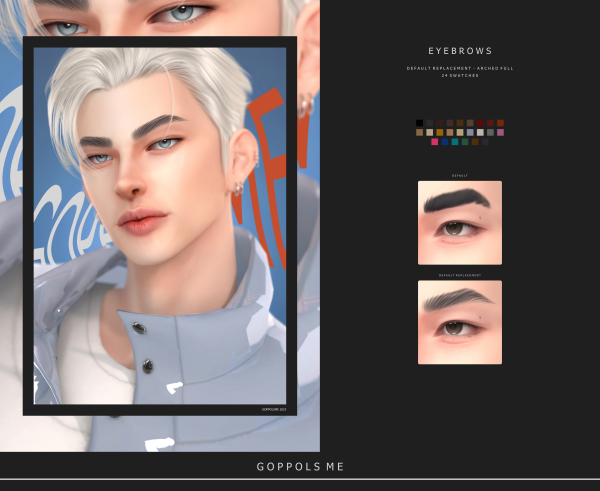 Alpha GPME GOLD Eyebrows DefaultReplacement 04ArchedFull by simsfinds - The Sims 4 Custom Content