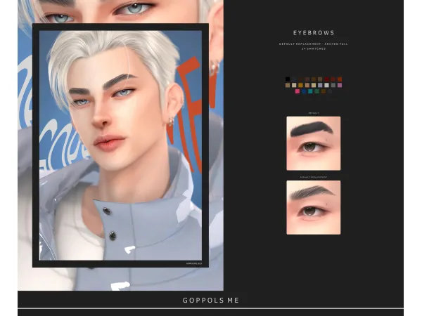 Alpha GPME GOLD Eyebrows DefaultReplacement 04ArchedFull by goppolsme - The Sims 4 Custom Content