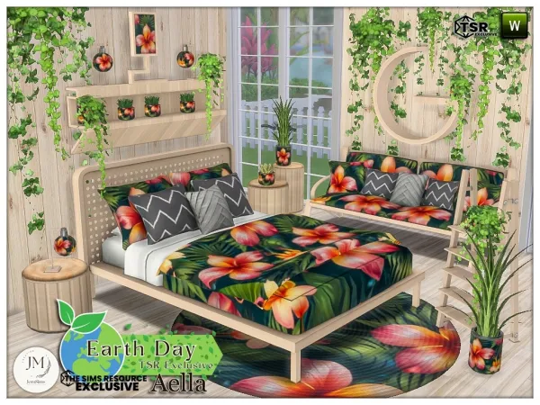 Alpha Earth day aella bedroom by jomsims - The Sims 4 Custom Content