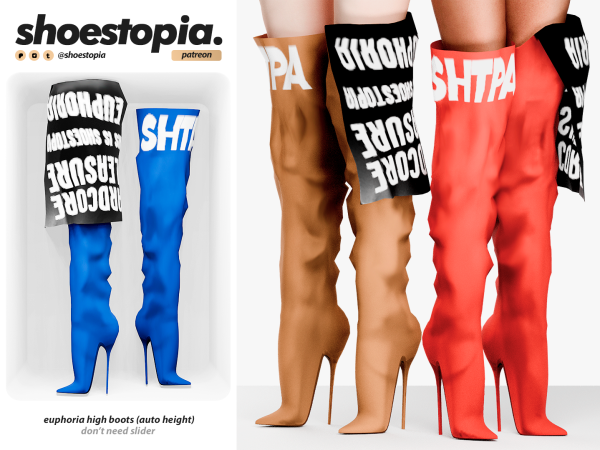 Alpha euphoria high boots (auto height) by simsfinds - The Sims 4 Custom Content