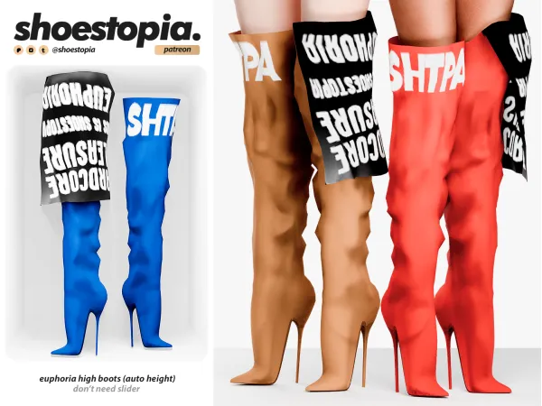 Alpha euphoria high boots (auto height) by shoestopia - The Sims 4 Custom Content