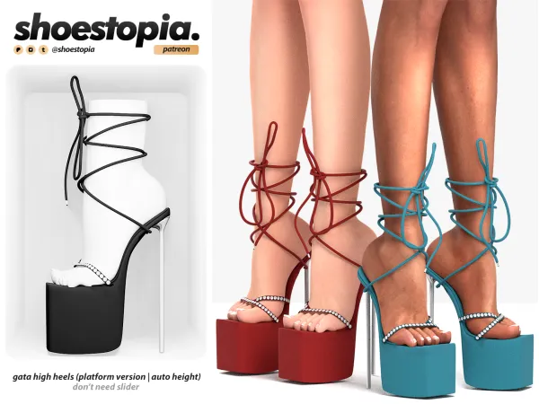 Alpha gata high heels (platform version auto height) by shoestopia - The Sims 4 Custom Content
