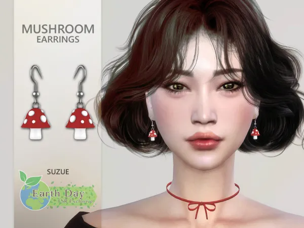 Alpha Earth Day Mushroom Earrings - The Sims 4 Custom Content