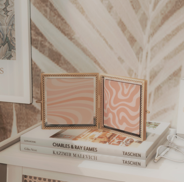 Alpha CeliaCytus Lace Edge Gold Mini Double Photo Frame by simsfinds - The Sims 4 Custom Content