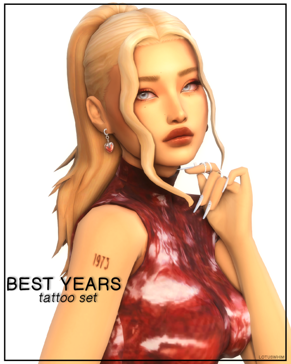 Mix best years tattoos by lotuswhimcc - The Sims 4 Custom Content