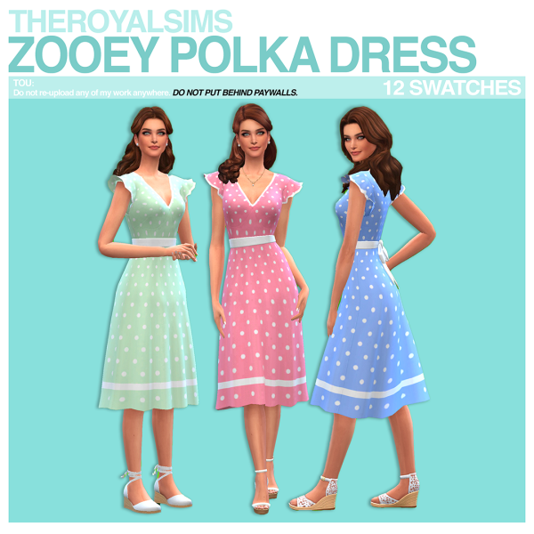 Maxis Match THEROYALSIMS ZOOEY POLKA DRESS by simsfinds - The Sims 4 Custom Content
