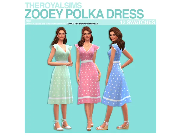 Maxis Match THEROYALSIMS ZOOEY POLKA DRESS - The Sims 4 Custom Content